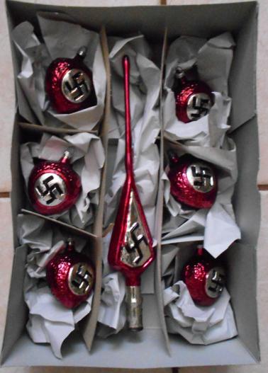 WW2 Christmas Ornaments Red Hearts